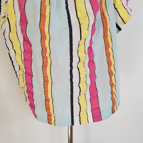 J. Crew Square Neck Seersucker Blouse Candy Striped Rainbow Women Plus 3X - Picture 5 of 11